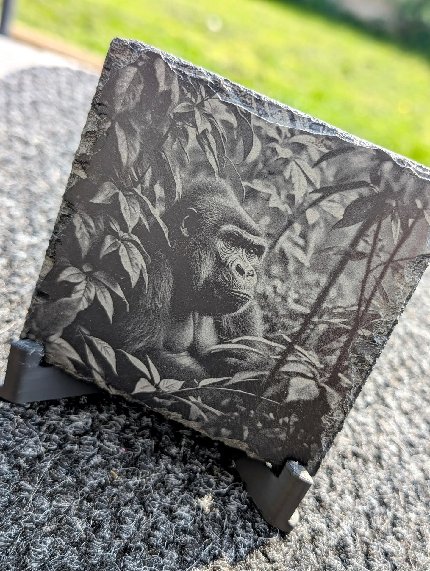 Gorilla in the Foliage Coaster – Hyper‑Realistic Wildlife Art on Natural Slate