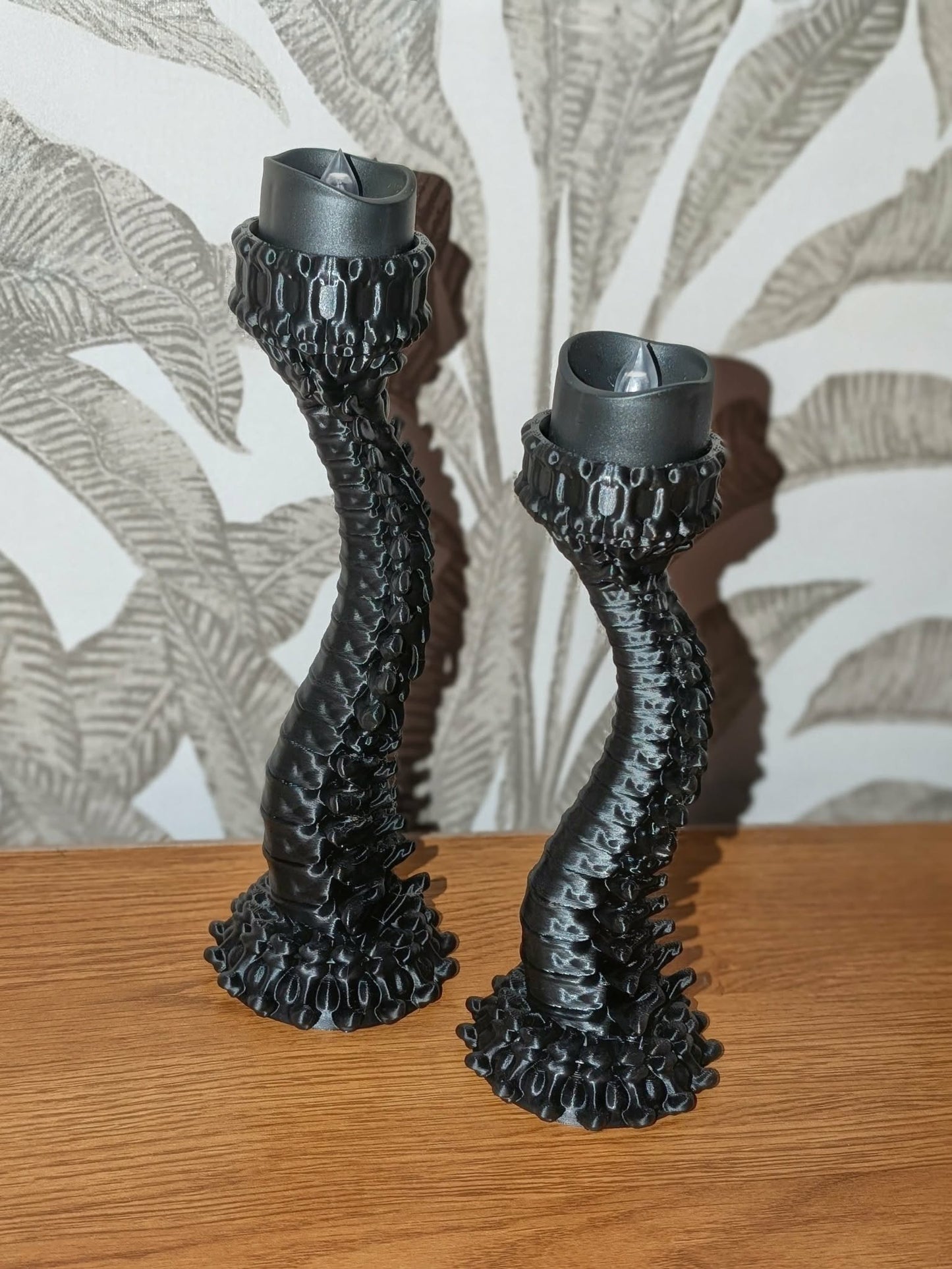 3D Printed Spine Candle Holders – Set of 2 (Battery Tealights Included)