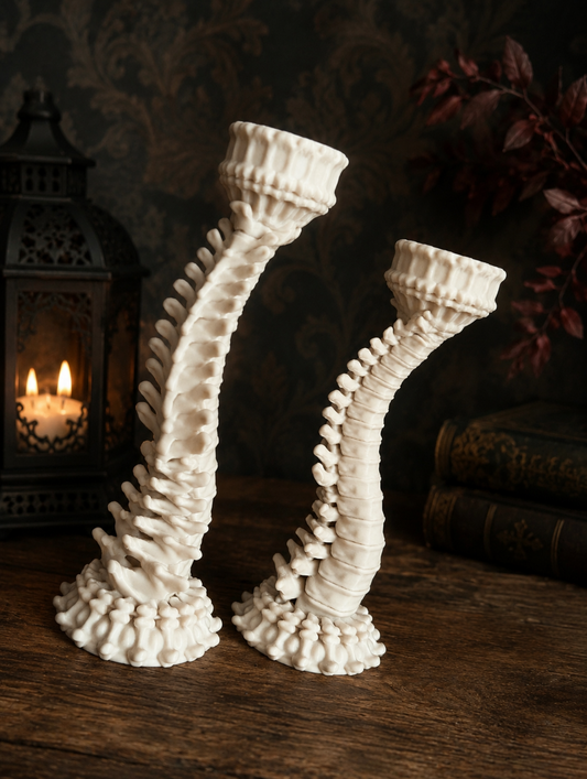 3D Printed Spine Candle Holders – Set of 2 (Battery Tealights Included)