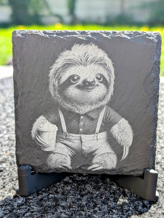 Career Critters™ Engraved Slate Coasters – Barista Sloth, Mechanic Otter, Painter Octopus  Animal Character Coasters